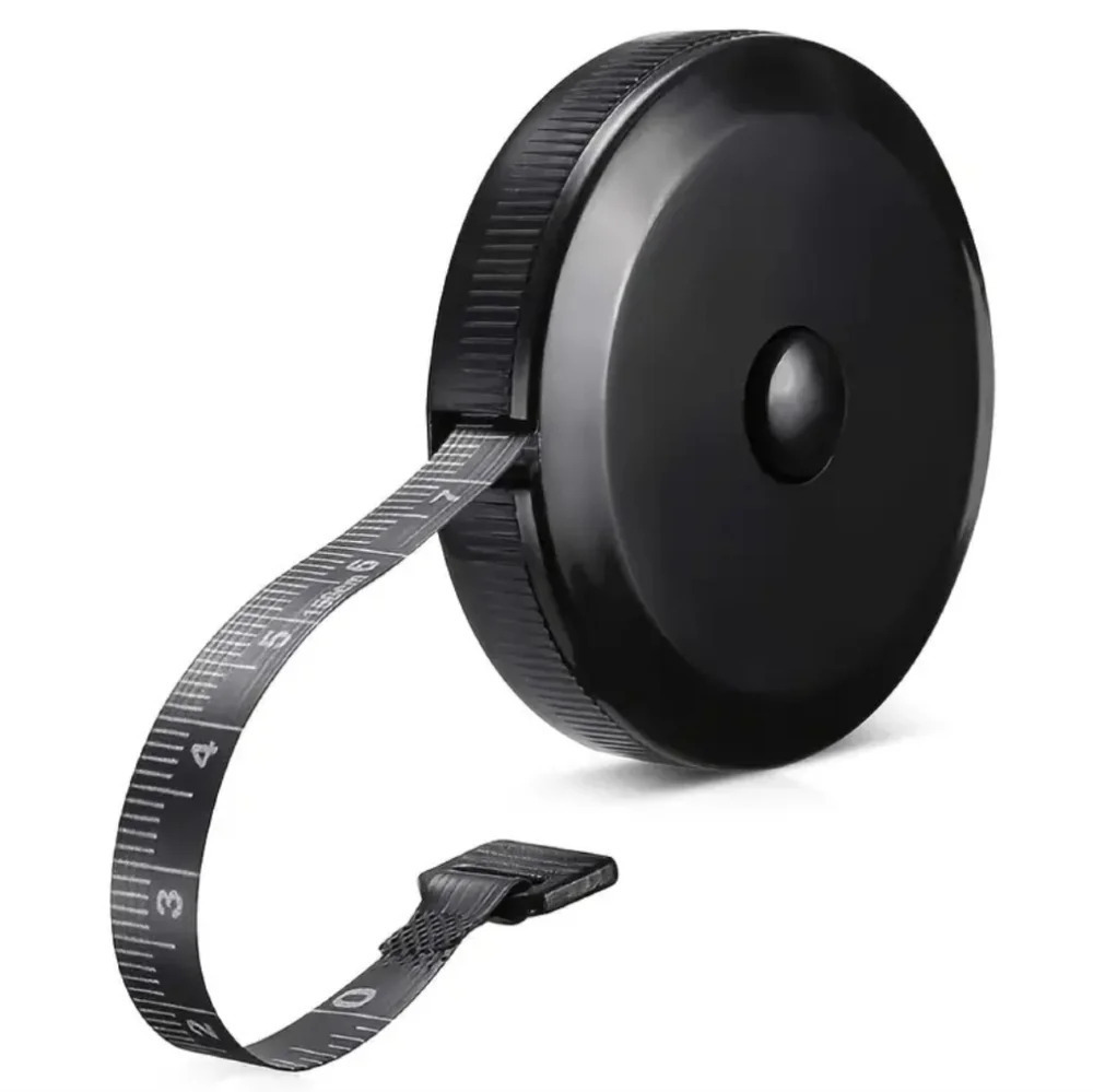Reel type soft tape measure, inch & metric, black